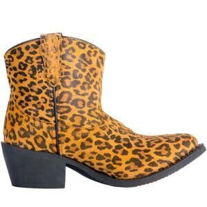 Laredo Kitty Leopard Print Short Ankle Pull On Cowboy Boot Size 8 1/2